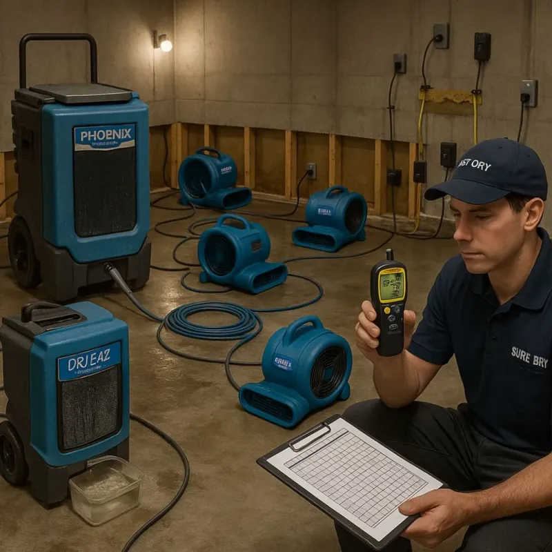 Structural Drying and Dehumidification process in Locust, NC